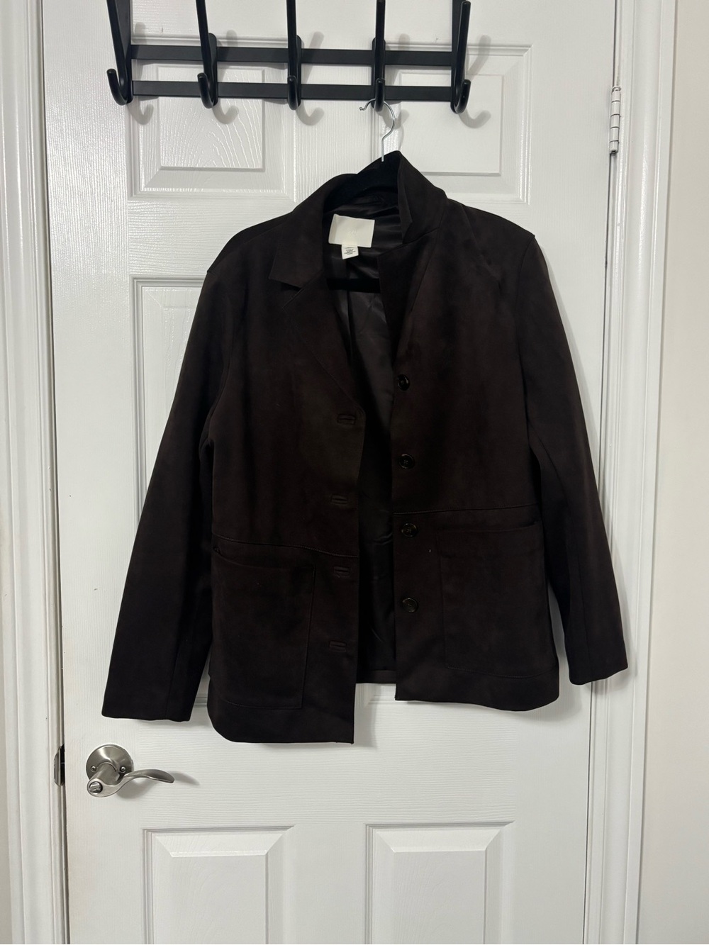 H&M Dark Brown Suede-Look Button Front Jacket